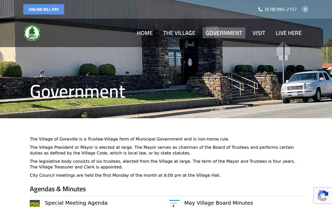 Goreville government and police contact page