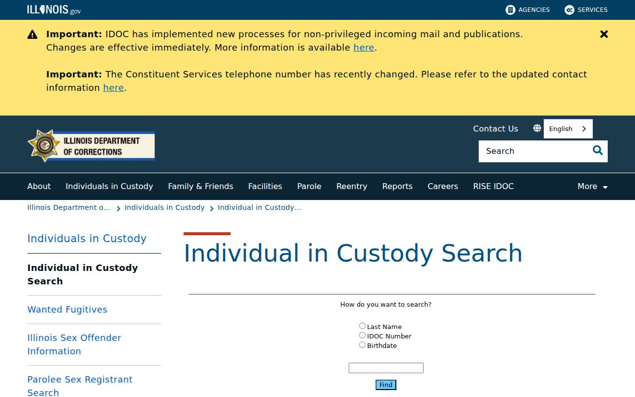 Johnson County arrest lookup IDOC individuals in custody search