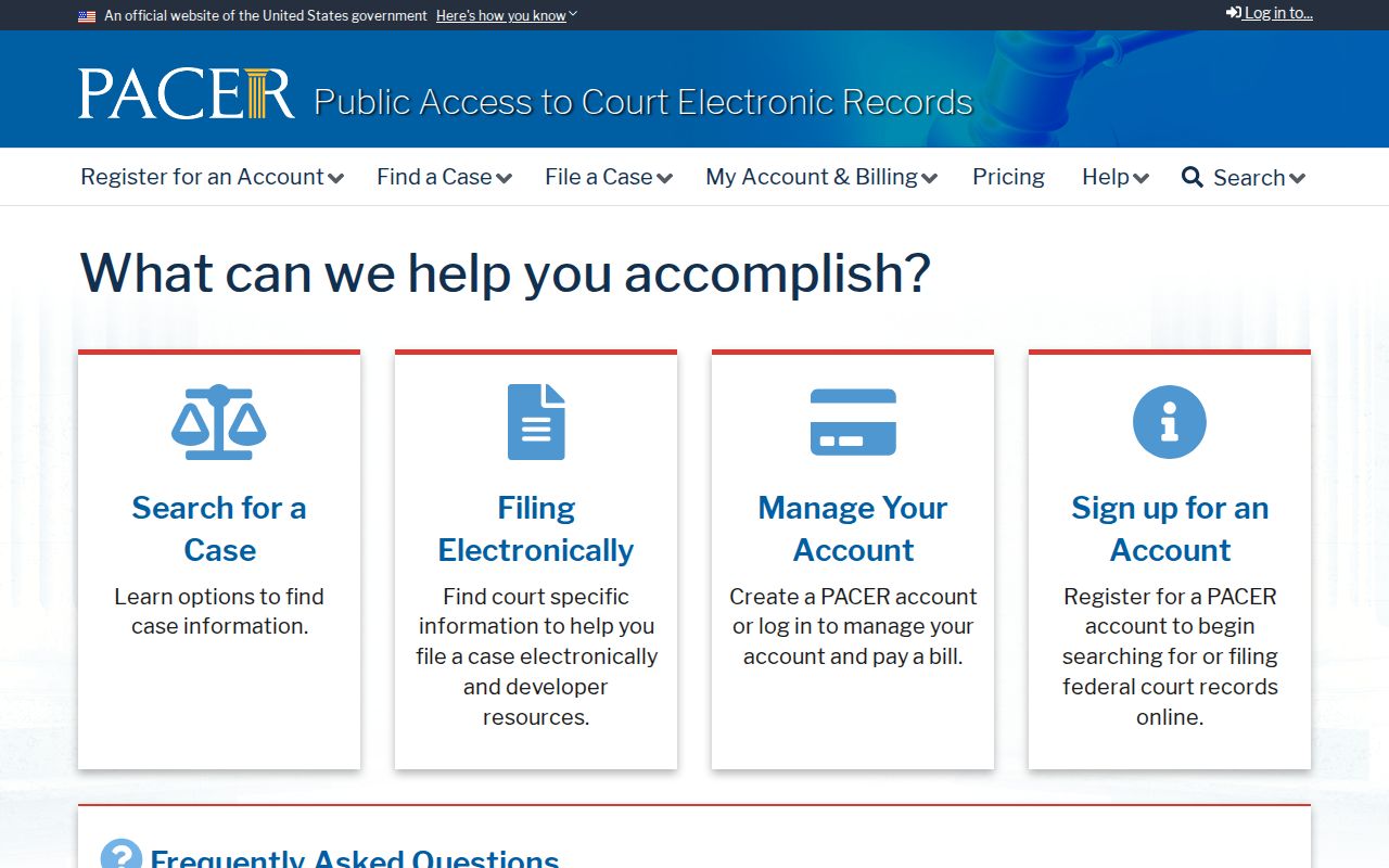 PACER federal court records access