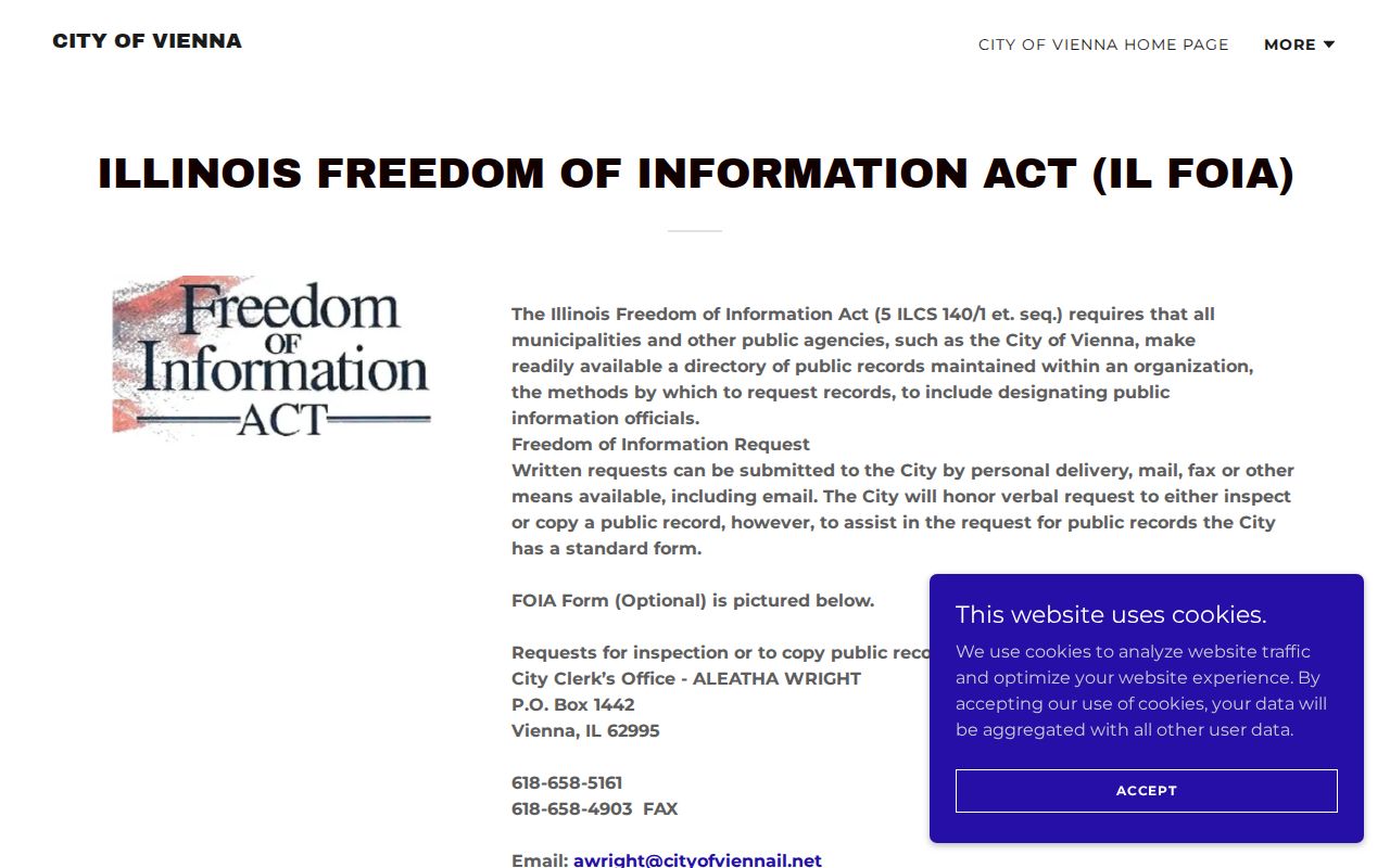 Vienna Illinois freedom of information request page